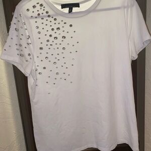 White House Black Market White Top With Rhinestones Size L